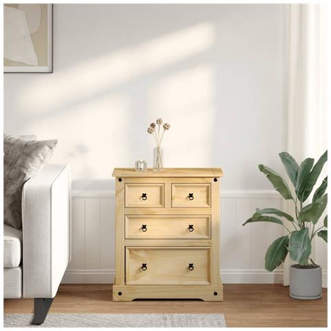 Cassettiera Corona 80x43x91 Cm In Legno Massello Di Pino - Foto 3