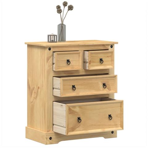 Cassettiera Corona 80x43x91 Cm In Legno Massello Di Pino - Foto 1