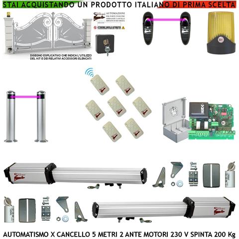 Automatismo Cancello 6 Metri 2 Ante Kit Motori Elettromeccanici 230 V Sblocco Corsa 50 Cm Spinta 2 Q.tali Centrale 2 C - Foto 1