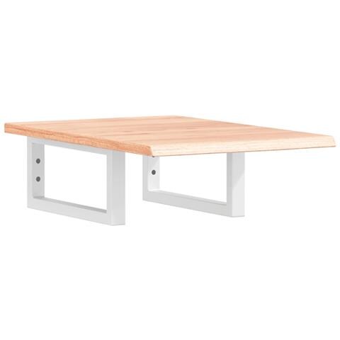 Ripiano A Parete Per Lavabo In Acciaio E Massello Di Rovere - Foto 2