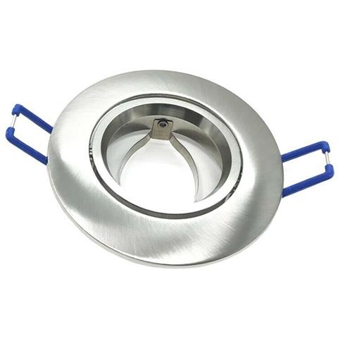 Porta Faretto A Incasso Orientabile Portafaretto Supporto Tondo P12 Silver Opaco - Foto 1