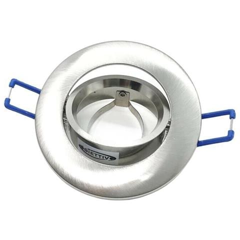 Porta Faretto A Incasso Orientabile Portafaretto Supporto Tondo P12 Silver Opaco - Foto 2