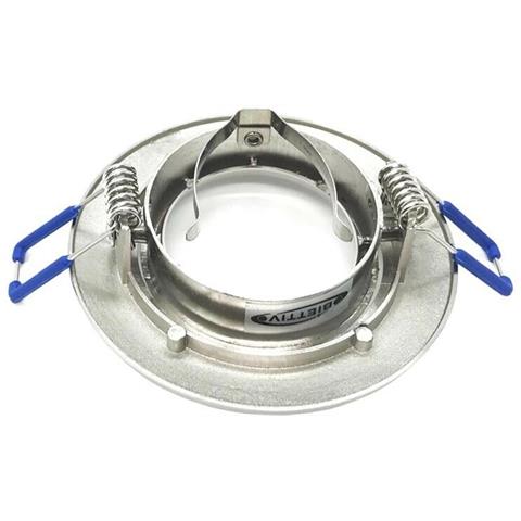 Porta Faretto A Incasso Orientabile Portafaretto Supporto Tondo P12 Silver Opaco - Foto 3