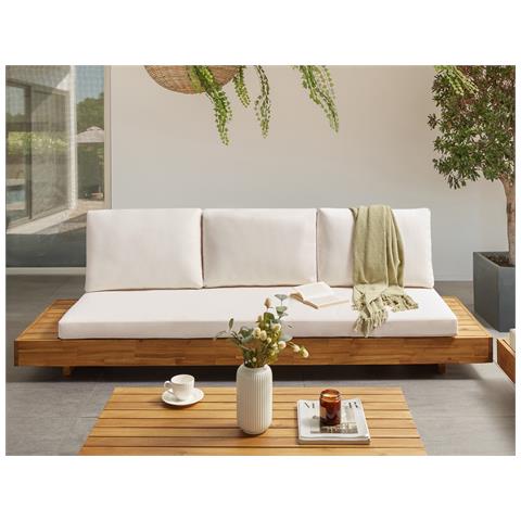 Divano Da Giardino 3 Posti Marettimo Legno Di Acacia Certificato Marrone - Foto 1