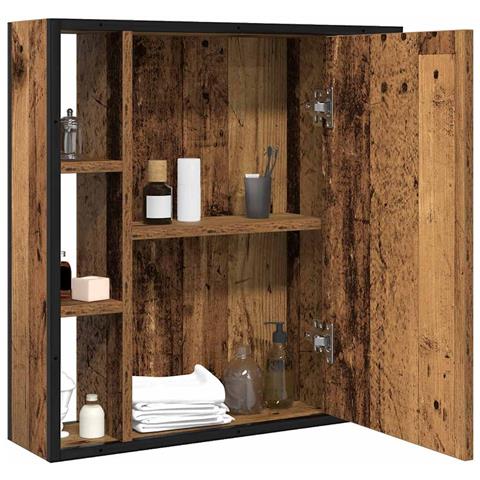 Mobile da Bagno con Specchio Legno Antico 60x16x60cm Truciolato - Foto 2