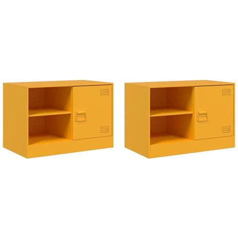 Mobili Tv 2 Pz Giallo Senape 67x39x44 Cm In Acciaio - Foto 2