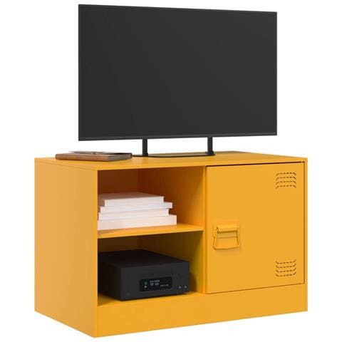 Mobili Tv 2 Pz Giallo Senape 67x39x44 Cm In Acciaio - Foto 3
