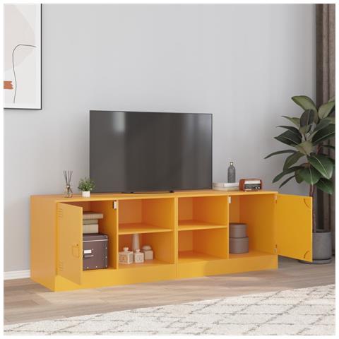 Mobili Tv 2 Pz Giallo Senape 67x39x44 Cm In Acciaio - Foto 1
