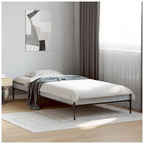 Giroletto Grigio Sonoma 90x200 Cm Legno Multistrato E Metallo - Foto 1