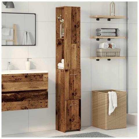 Mobile Da Bagno Legno Antico 25x25x170 Cm In Truciolato - Foto 3