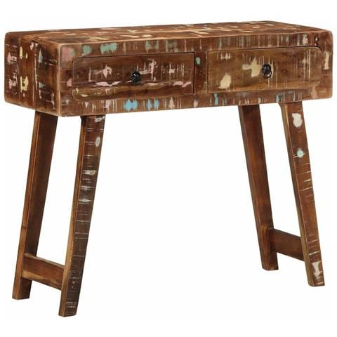 Tavolo Consolle 90x32x75 Cm In Legno Massello Di Recupero - Foto 1