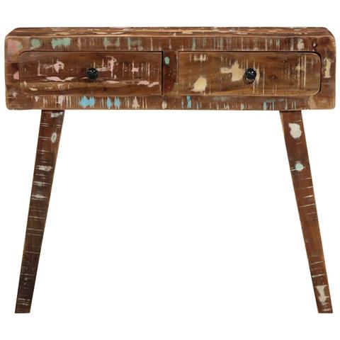 Tavolo Consolle 90x32x75 Cm In Legno Massello Di Recupero - Foto 2