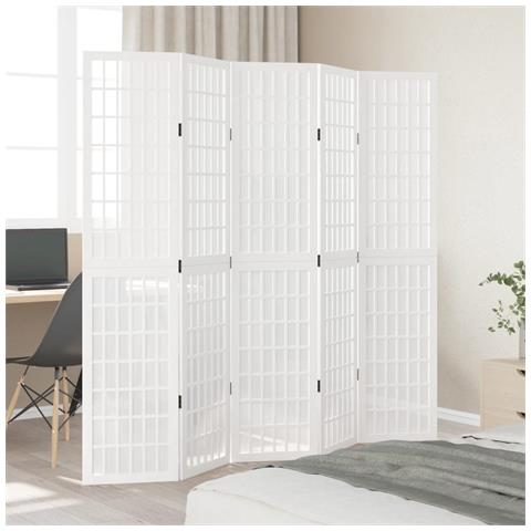 Divisorio Ambienti 5pannelli Bianco Legno Massello Di Paulownia - Foto 3