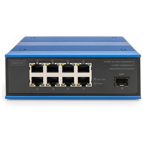 Switch PoE di rete Gigabit Ethernet a 8 porte, industriale, non gestito, 1 collegamento SFP - Foto 5