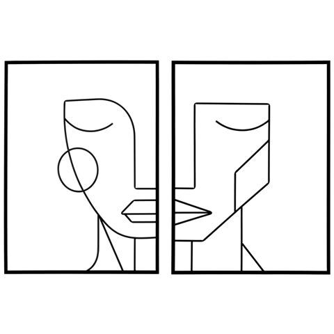 Decorazione In Metallo Viso 2 - Nero - Metallo - 60x1x80 Cm - Foto 1