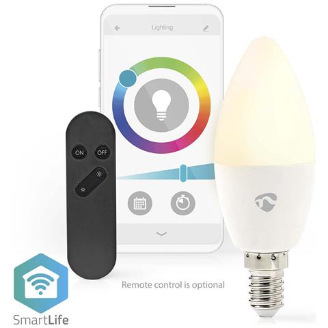 Collegare Lampadina Wi-fi Led Rgb 4,9w 470lm E14 Forma Di Candela Di Plastica, Bianco - Foto 5