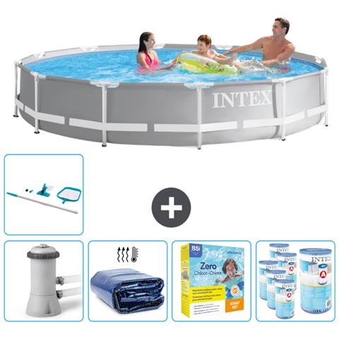 Piscina Fuori Terra - In Giro - 366x366x76 Cm - Grigio - Include Accessori Coordinati Cb28 - Foto 1