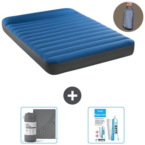 Set Materassino Gonfiabile - 191x137x22 Cm - Blu - Include Accessori Coordinati Cb20 - Foto 1