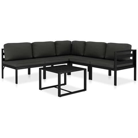 Lusso Casadino -  Set Divani Da Giardino 6 Pz Con Cuscini In Alluminio Antracite - Foto 2