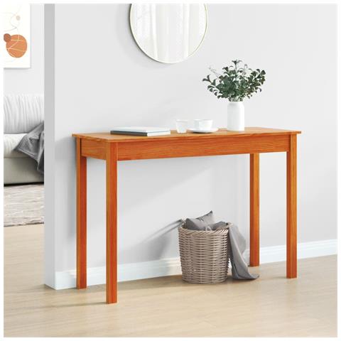 Tavolo Consolle Marrone Cera 110x40x75cm Legno Massello Di Pino - Foto 2