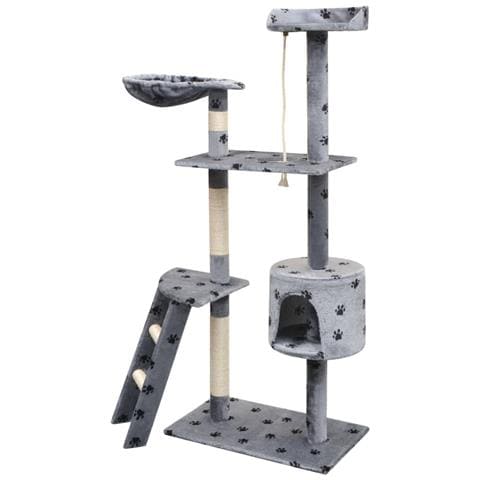 Lusso Casadino - Albero Per Gatti Tiragraffi Sisal 150 Cm Zampe Stampate Grigio - Foto 1