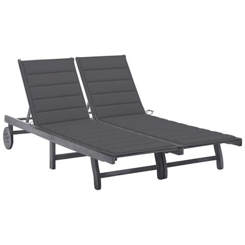 Lusso Casadino -  Sdraio Da Giardino Grigia A 2 Posti Con Cuscini Massello Acacia - Foto 2