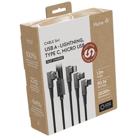 AT-ACC-CA-362 cavo USB USB 2.0 1,2 m USB A USB C /Micro USB-A /Lightning Verde, Grigio, Arancione - Foto 3