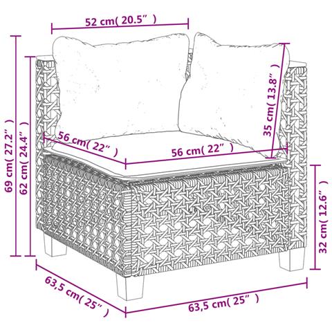 Set Divani da Giardino 5 pz con Cuscini in Polyrattan Nero - Foto 9