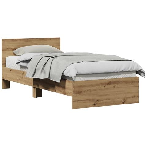Struttura Letto senza Materasso e Testiera Rovere Artigianale 90x200 cm - Foto 1