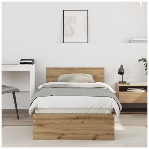 Struttura Letto senza Materasso e Testiera Rovere Artigianale 90x200 cm - Foto 2