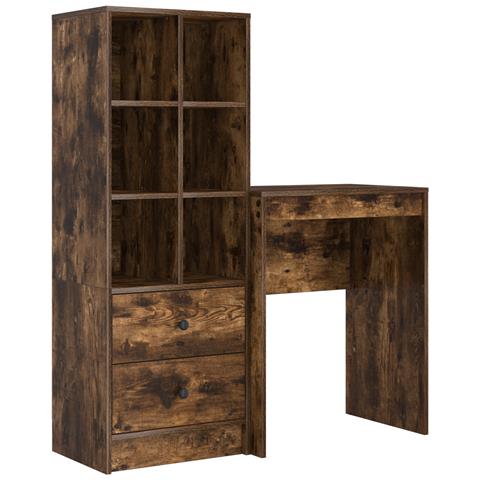 Scrivania con spazio di archiviazione in rovere affumicato e legno ingegnerizzato - Foto 1