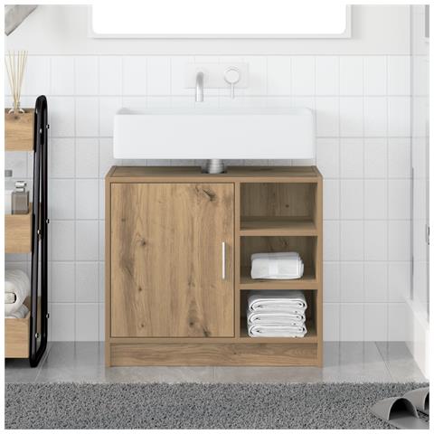 Armadio per lavandino Rovere Artigianale 63x29x55 cm Legno ingegnerizzato - Foto 2