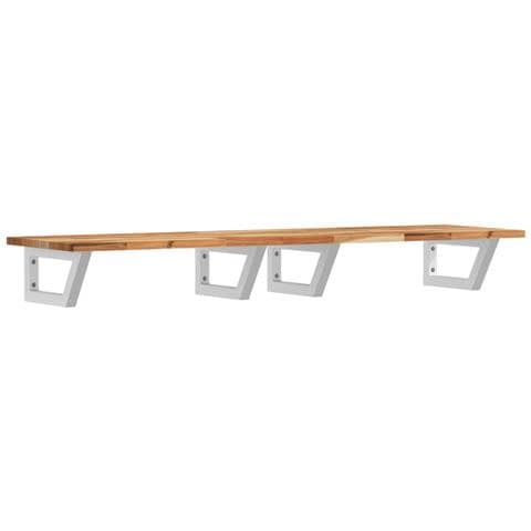 Ripiano A Parete Per Lavabo In Acciaio E Massello Di Acacia - Foto 1