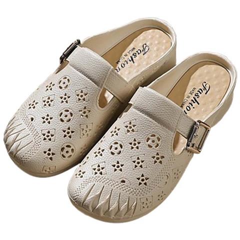 Scarpe Da Donna Basse Antiscivolo Compatibili Con Stile Casual, Chiusura A Punta, Scarpe Forate In Pvc Color Avorio Per Uso Esterno E Interno M - Foto 1