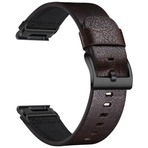 Cinturino In Pelle Premium Compatibile Con Garmin Fenix 8/fenix 7x/fenix 3 - Elegante E Confortevole Brown 26 Mm - Foto 2