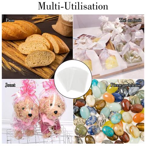 Sacchetti Di Cellophane Trasparenti 200 Pezzi 10x15 Cm Con Adesivi - Foto 2