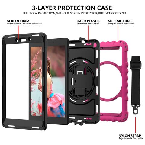 Custodia Per Samsung Tab A 10.4” Con Supporto E Tracolla Rosa - Foto 2