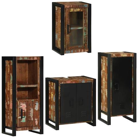 Set di mobili per il bagno 4 pcs Legno massello riciclato - Foto 1