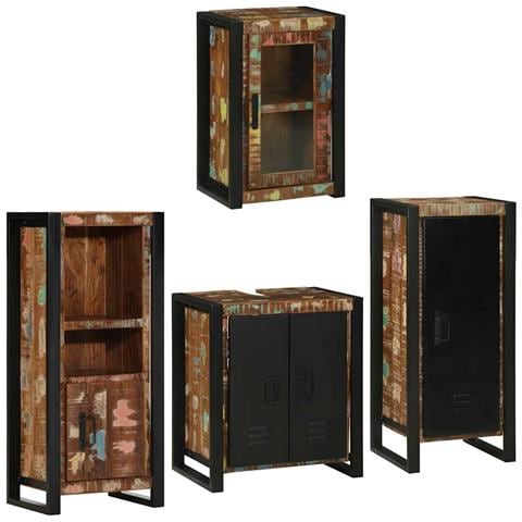 Set di mobili per il bagno 4 pcs Legno massello riciclato - Foto 2