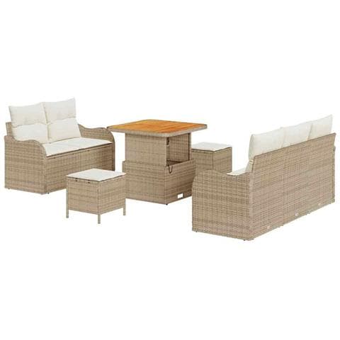 Set Divano da Giardino 8 pcs Beige e Crema 80 x 80 x 71 cm - Foto 1