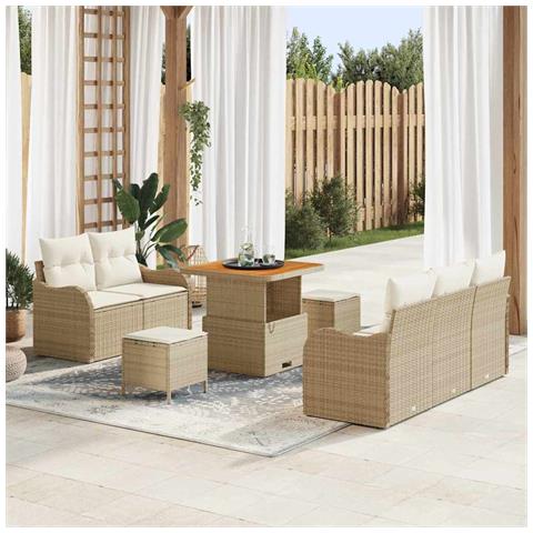 Set Divano da Giardino 8 pcs Beige e Crema 80 x 80 x 71 cm - Foto 2