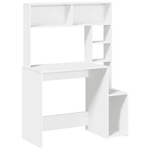 Scrivania con Mensole Bianca 100x45x140 cm in Legno Multistrato - Foto 1