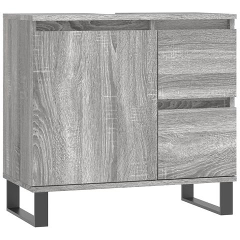 Set Mobili da Bagno 3 pz Grigio Sonoma in Legno Multistrato - Foto 9