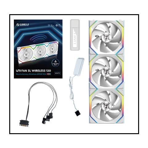 UNI FAN SL Wireless 120 Case per computer Ventilatore 12 cm Bianco 3 pz - Foto 1