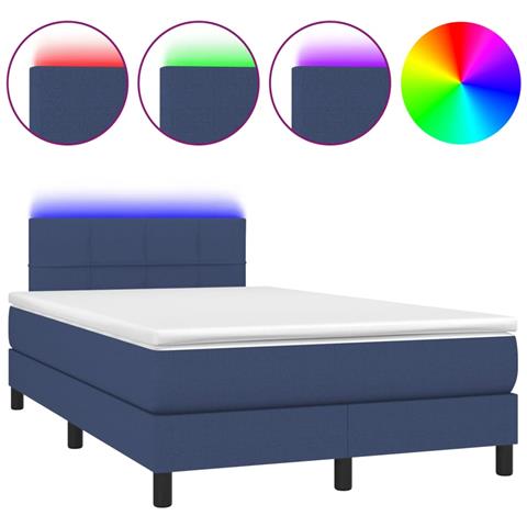 Letto a Molle con Materasso e LED Blu 120x190 cm in Tessuto - Foto 1
