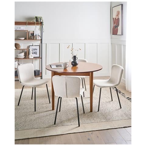 Set Di 4 Sedie Da Pranzo Caldwell Tessuto Beige Chiaro - Foto 1