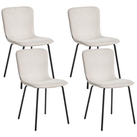 Set Di 4 Sedie Da Pranzo Caldwell Tessuto Beige Chiaro - Foto 2