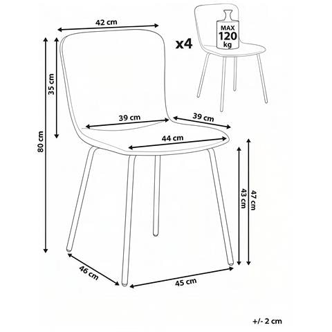 Set Di 4 Sedie Da Pranzo Caldwell Tessuto Beige Chiaro - Foto 8