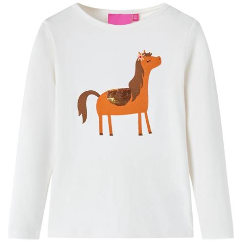 Maglietta per Bambini a Maniche Lunghe Pony Ecrù 128 - Foto 1