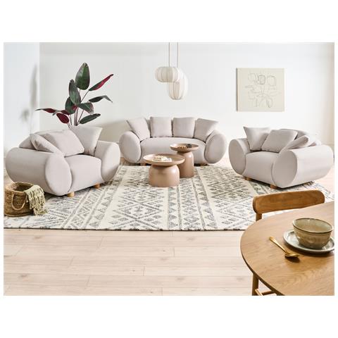 Set Da Salotto 4 Posti Ringel Tessuto Beige Chiaro - Foto 1